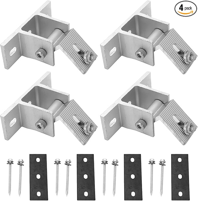 4 Set Solar Panel Mounting Bracket FootAluminum Alloy Solar PV Front Support Solar Panel Bracket Support Feet Suitable for Gird Roof Installation