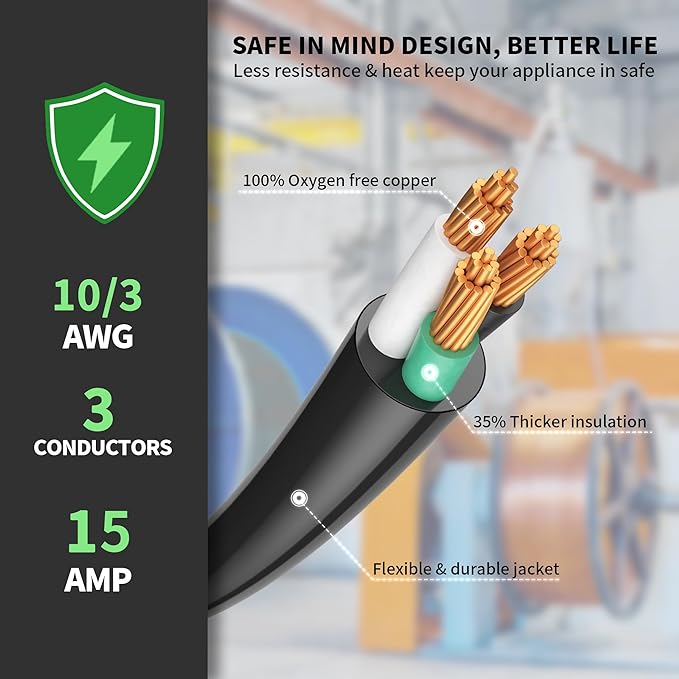POWGRN 25 FT RV Power Cord 30 Amp Extension Cord 4 Prong to 3 Prong Adapter Generator Extension Cord 30 Amp RV Adapter NEMA TT-30P to NEMA L14-30R 10AWG STW 30A 125V 3750W Yellow ETL Listed