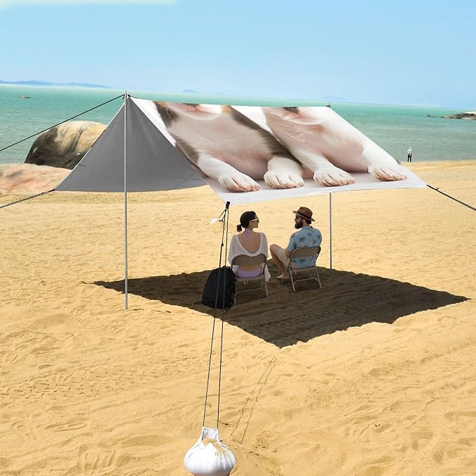 ALAZA Cute Puppy Dogs Sunglasses Flower Beach Tent Sun Shelter Portable Canopy Sunshade for Outdoor Camping Picnics Backyard Fun 10x9 ft