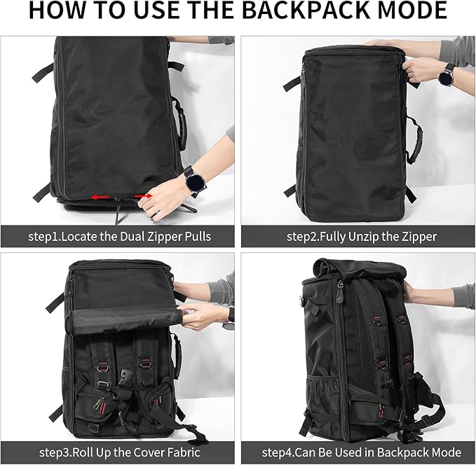 YOUMIAN Large Capacity For Travel Hiking Sports Carry On Backpack Durable Convertible Duffle Bag Laptop airplane (black 60L-Large)