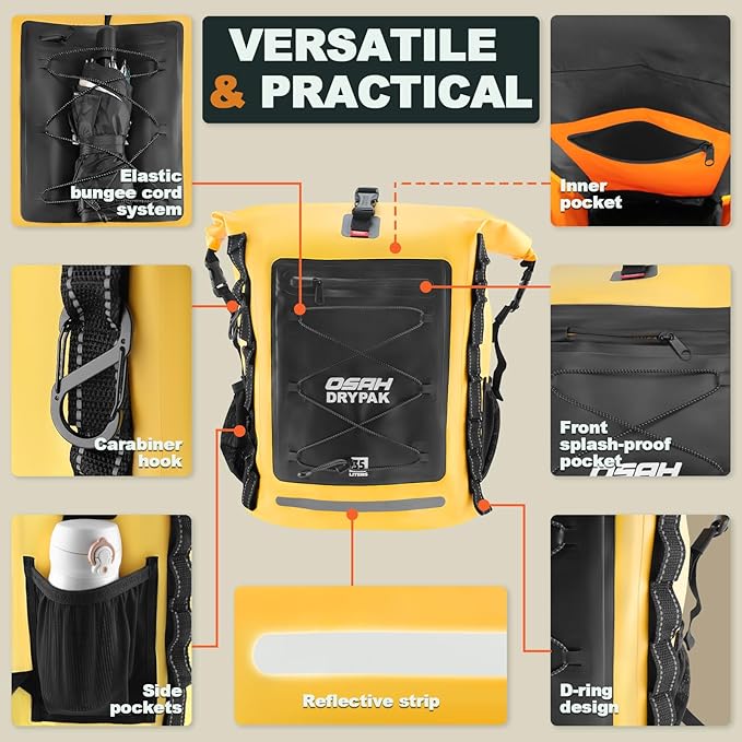 OSAH DRYPAK 40L Waterproof Duffel Bag &amp 55L Waterproof Backpack