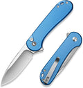 CIVIVI Elementum II Pocket Folding Knife 2.96 Nitro-V Steel Blade Aluminum Handle Knife with Deep Carry Pocket Clip for EDC Camping Hiking Hunting C18062PD-2 Blue