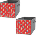 Collapsible Storage Bins with Handles Christmas Owl Red Large Capacity Foldable Cube Box for Blankets Comforters Pillows Perfect for Linen Closet Storage