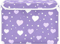 Purple Valentine Hearts Dots Storage Box with Lid 1 PC Foldable Storage Bin with Lids Stackable Storage Bins Cube Closet Organizer Basket with Flip-Top Lid &amp Handles for Shoes Books Towels