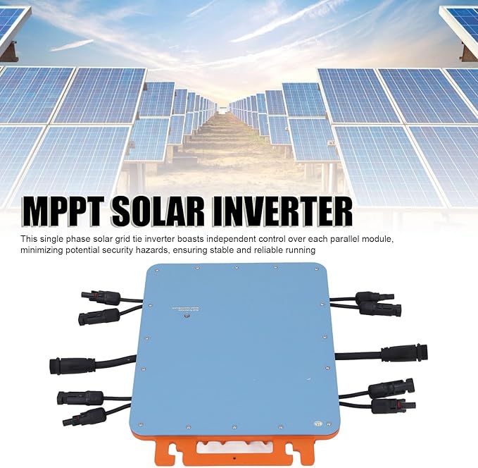 Yunseity Solar Micro Inverter 2000W Single Phase Kit WiF Control Meter Maximum Power Point Tracking Aluminum Alloy IP66 Water Proof 22V-48V MPPT (US Plug 120V)