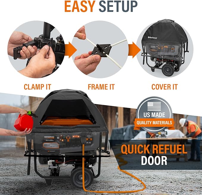 GenTent XL Open Frame Running Cover – Universal Kit Generator Tent for Larger Generators (Black XL - Standard)