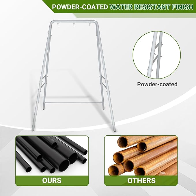 Outvita Outdoor Hammock Chair Stand Heavy Duty A-Frame Metal Swing Stand with Powder-Coated Finish and 3 Haning Holes for Yard Porch Paito Inside Room