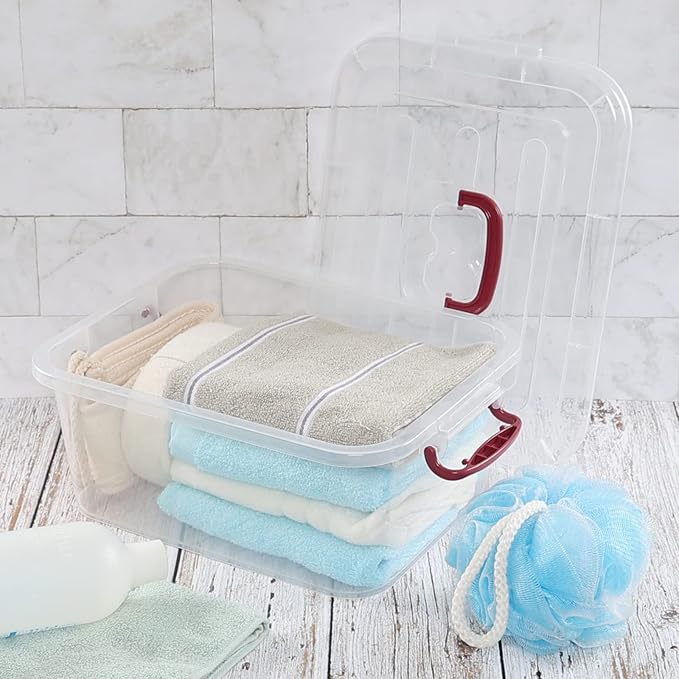 2 Packs 8 Liters Clear Storage Boxes Plastic Latching Container Tote with Lids