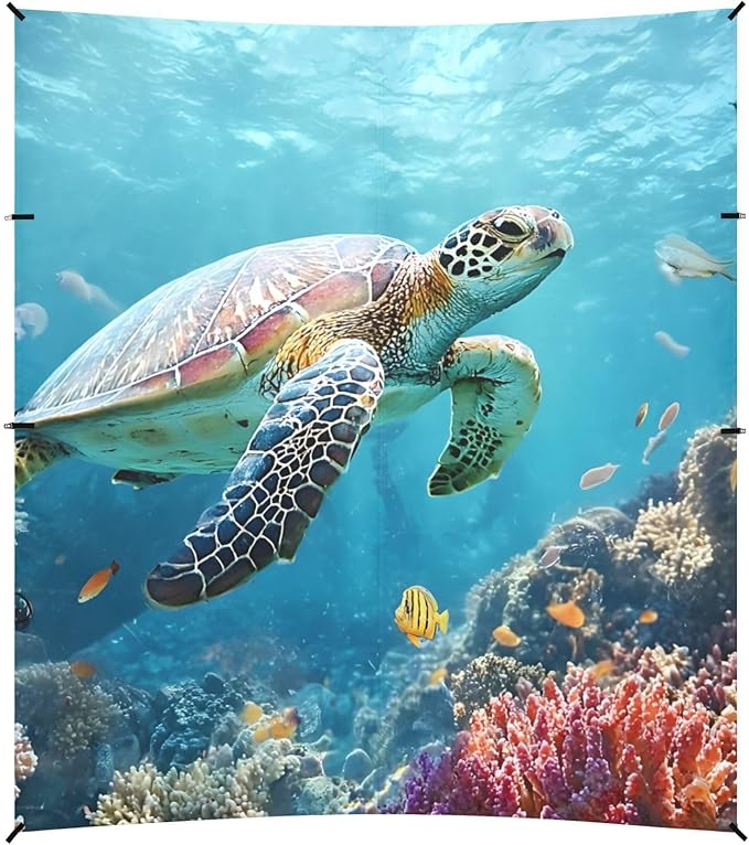 ALAZA A Sea Turtle Underwater Beach Tent Sun Shelter Portable Canopy Sunshade for Outdoor Camping Picnics Backyard Fun 10x9 ft
