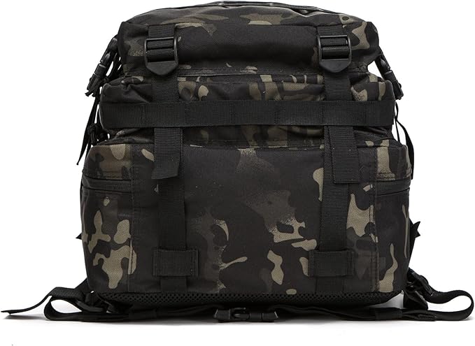 50L Sturdy Waterproof Fishing Hunting Bag Outdoor Military Tactical Sports Fitness Camping Hiking GYM Bag Backpacks (Camo black)