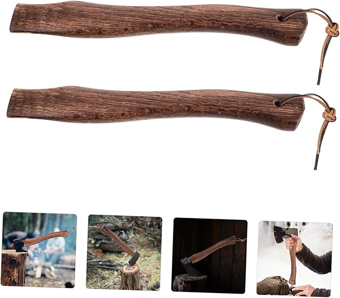 UPKOCH 2pcs Wooden Axe Handle Replacement Ergonomic - Grip for Camp Hatchet and Fire Axe Easy Replacement Handle for Tool Restoration and Gardening Use