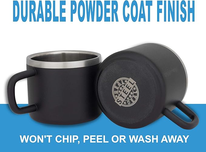 Real Deal Steel Little Sipper 3 oz Insulated Espresso Cups - Premium Double Wall Set of 4 Demitasse