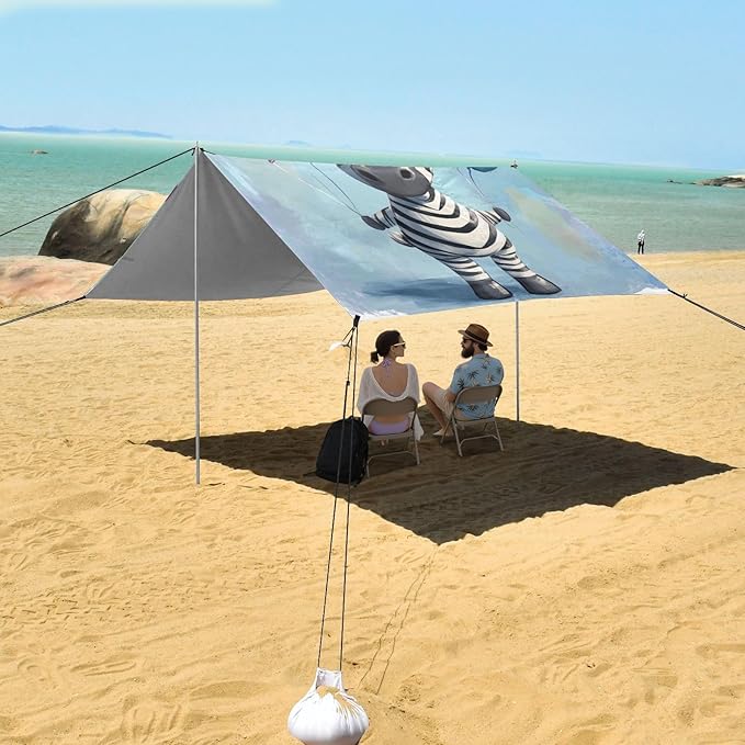 ALAZA Cute Party Zebra Balloon Beach Tent Sun Shelter Portable Canopy Sunshade for Outdoor Camping Picnics Backyard Fun 10x9 ft