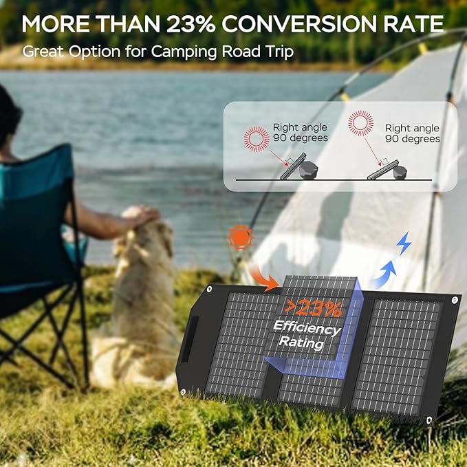 MARBERO Portable Solar Panel 30W Solar Panel Charger 23% High Efficiency Foldable Solar Panels QC3.0 USB &amp DC Port Compatible with Cell Phone Ipad Laptop IP65 Waterproof for Camping Outdoor Cloudy