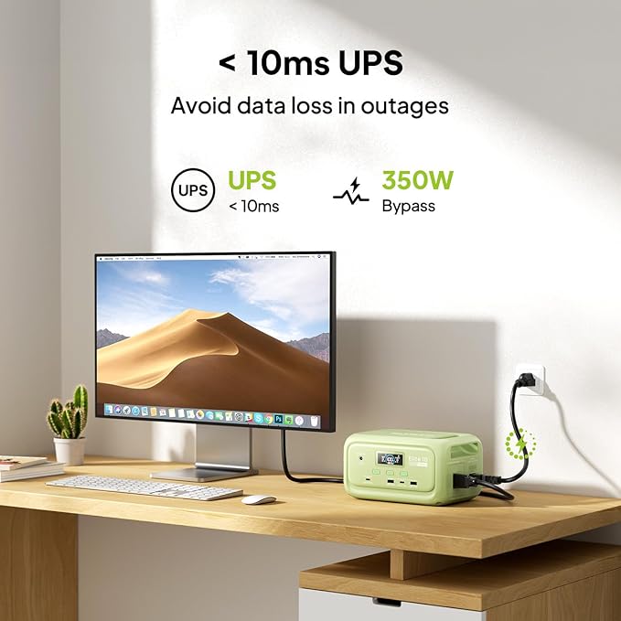 BLUETTI Elite 10 Mini Portable Power Station 128Wh LiFePO4 Battery with 200W AC Outlet 10ms UPS Backup Fast Recharge Solar Generator for Camping Travel &amp Outage Emergency Backup (Meadow Green)