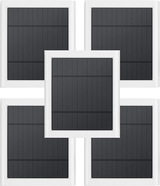 5 Pack IP65 Solar Panel for Rings Camera 4W Solar Charger Compatible with Rings Spotlight &ampAll-New Stick Up Outdoor Cam Battery 10ft Long Cable with USB-C to Barrel Plug Adapter