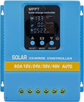MPPT Solar Charger 60A/80A/100A Selectable Dual USB &amp 3-Stage Protection for Street Light/Home Power Systems LCD Display (80A)