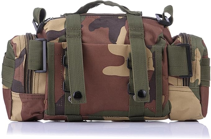 DLP Tactical Compact Range Bag/MOLLE Compatible EDC Bug Out Bag/Waist Pack (Woodland)
