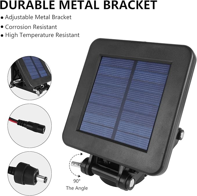 6V Solar Panel for Deer Feeder Efficient Charger w/Adjustable Mounting Bracket &amp Alligator Clips 6V Solar Panel Compatible with Game Feeder Timer &amp Rechargeable Batteries