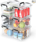 Plastic Storage Containers with Lids - 6 Pack 6 Quart Clear Storage Bins with Lids Stackable Storage Containers for Organizing Small Plastic Storage Box with Lid Black Handle and Latches