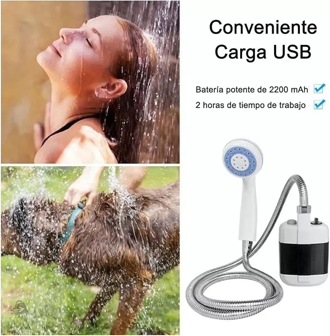 Tyenaza Camping Shower Portable Shower ABS Electric Battery Powered Camping Shower Pump for Camping Hiking Traveling
