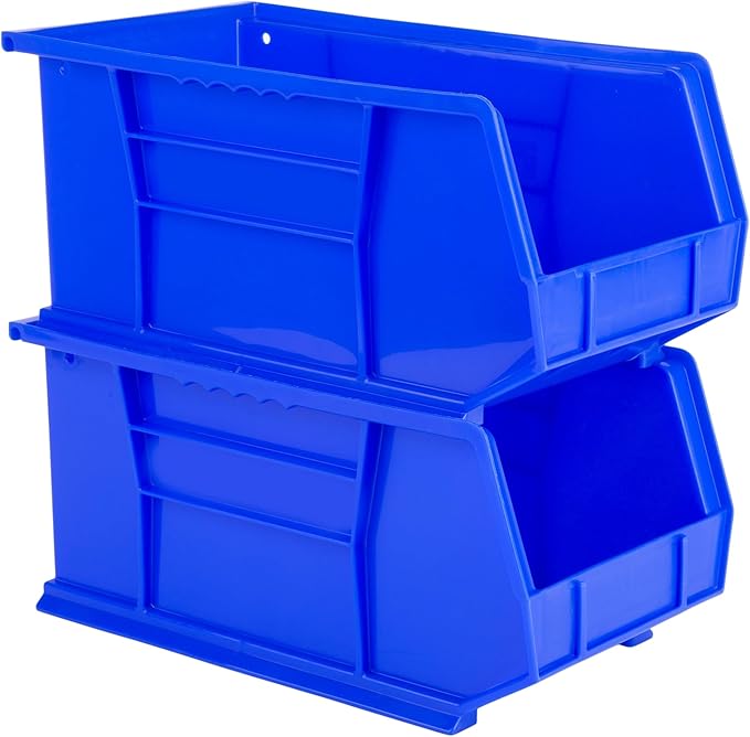 Hudson Exchange 15 x 8 x 7 Plastic Stackable Storage Bin and Hanging Container Blue