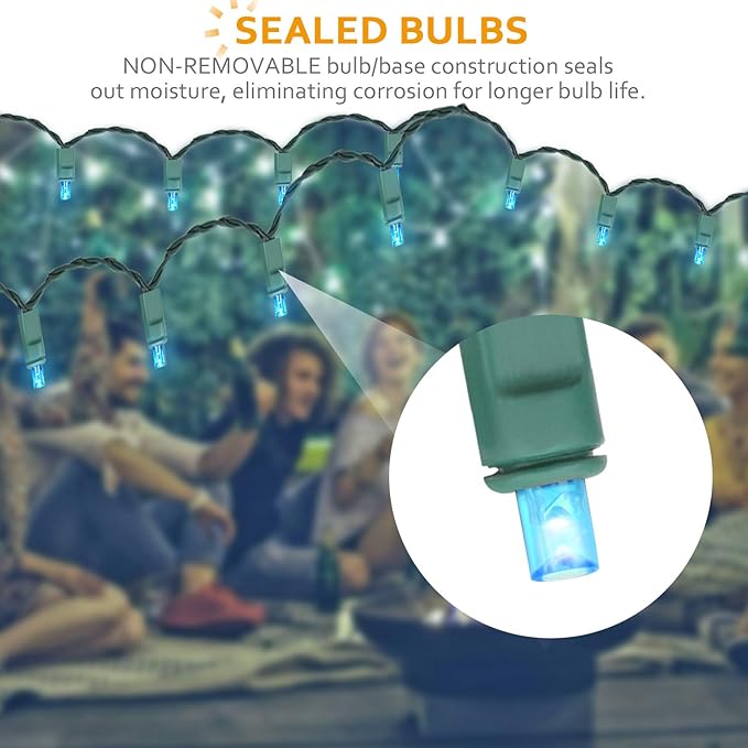 100 Counts Aqua LED Christmas Lights – 50ft 5mm Aqua Christmas Lights Outdoor Commercial Grade Waterproof Indoor Christmas Tree Decorations Green Wire Mini Aqua String Lights UL IP:65