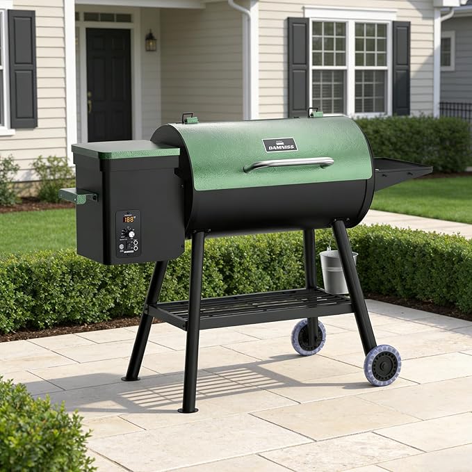 DAMNISS Pellet Smoker Grill Combo 565 SQ.IN Cooking Area with PID Temperature Control (180-450°F) Electric BBQ Meat Grills &amp Smokers Patio Backyard for Roast Outdoor