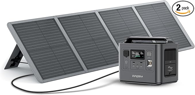 AFERIY Nomad800 Power Station with 200W ETFE Foldable bracket Solar Panels 512Wh Solar Generator for Camping CPAP RVs