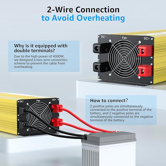 XWJNE 4000W Pure Sine Wave Power Inverter 12V DC to 120V AC Converter with LED Display and Remote Controller for Home RV Truck Off-Grid Solar Power