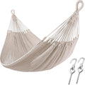 ZEAN Handwoven Hammock by Thick Cotton Rope XL Two Person Hammock for Outside Patio Backyard Garden 550LB Capacity