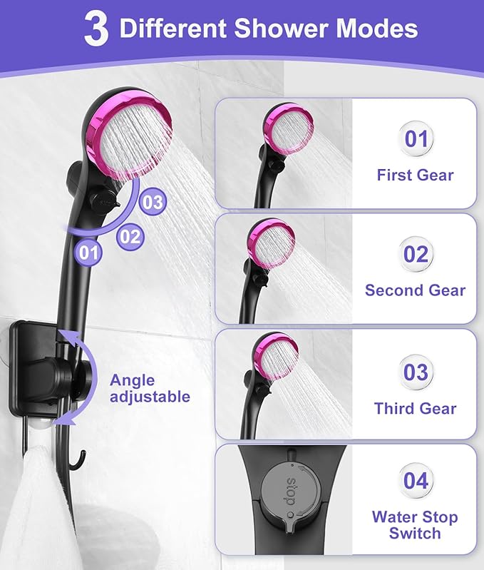 WADEO Portable Shower for Camping 6000mAh Outdoor Electric Shower Rechargeable Pump with Intelligent Digital Display Camping Shower Head Nozzle for Camping Hiking Traveling Washing
