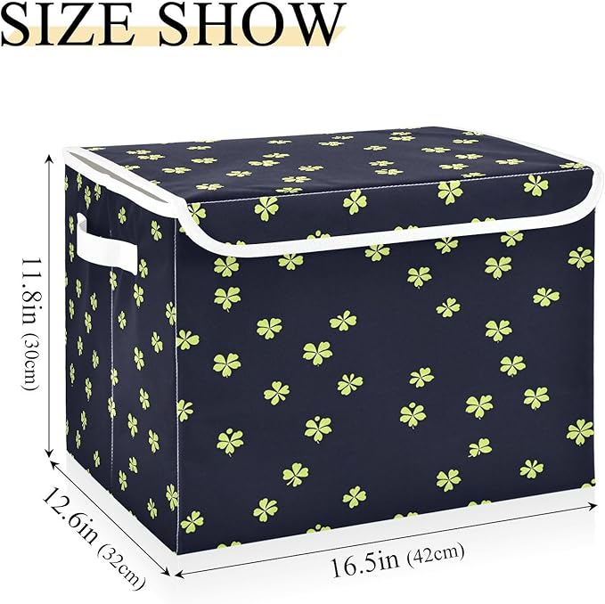 Cute St. Patrick's Day Patterns Fabric Storage Bins with Lids and HandleFoldable Storage Bins with LidsCloset Organizers for Clothes Storage Room Organization Office Storage Chest Organizer
