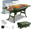 Portable Charcoal Grill Foldable Grills BBQ Grill Charcoal Small Grill for Travel Camping Outdoor Cooking Backyard Hiking Patio Garden Picnics Green