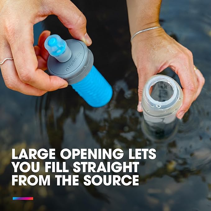 HydraPak UltraFlask+ 500ml - Filtered Compressible Soft Flask Water Bottle for Hydration Vests and Running Packs with Integrated Water Filter (500ml / 17oz)