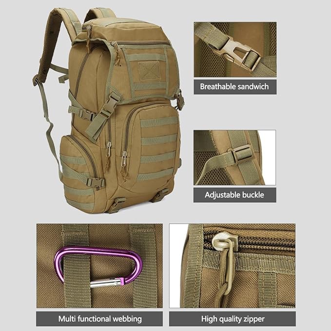 50L Multi functional Combination Backpack Tactical Mountaineering Bag Cycling Sports Outdoor Shoulder Pack (Black)