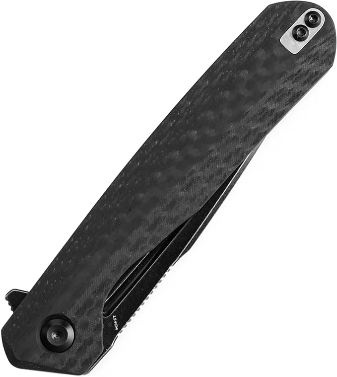KANSEPT Qilin Pocket Knife3.24'' Blackwash 154CM Sharp Tanto Blade Black Carbon Fiber &amp G10 Handle for Edc Flipper and Liner Lock with Double-Sided Clip Men Camping Survival Folding Knives T10