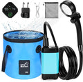 Portable Shower for Camping with 20L / 5.28 Gallons Foldable Bucket 7800mAh Rechargeable Shower Pump Outdoor Shower Kit with Digital Display for Hiking Travel Car Pet