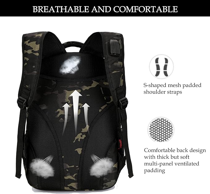 Camo BackpackBoys Backpack for Scool Military40L Army Bookbag Waterproof for Middle Elementary