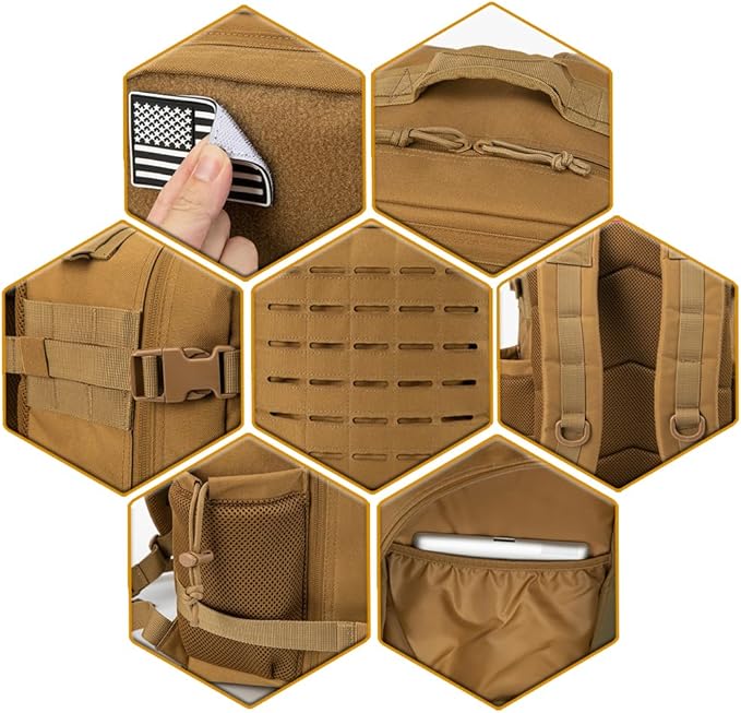 QT&ampQY 25L/45L Military Tactical Backpack For Men Molle Daypack 3 Day Bug Out Bag Hiking Rucksack With Bottle Holder