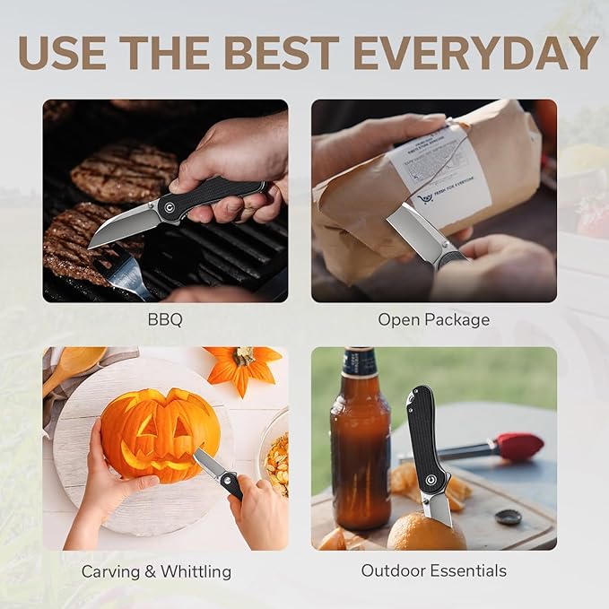 CIVIVI Pocket Knife - Elementum Folding Knife with 2.97'' Nitro-V Wharncliffe Blade Micarta Handle Ideal for Outdoor EDC Gift C18062AF-3