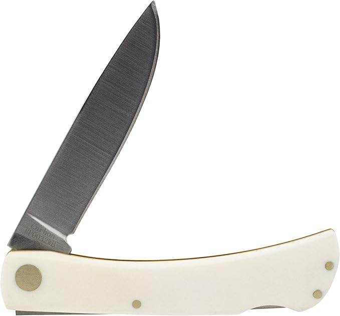 Roper Knives Tumbleweed Jr Tactical EDC Pocket Knife – 3 Inch Carbon Steel Blade with 3.5 Inch Smooth White Bone Handle