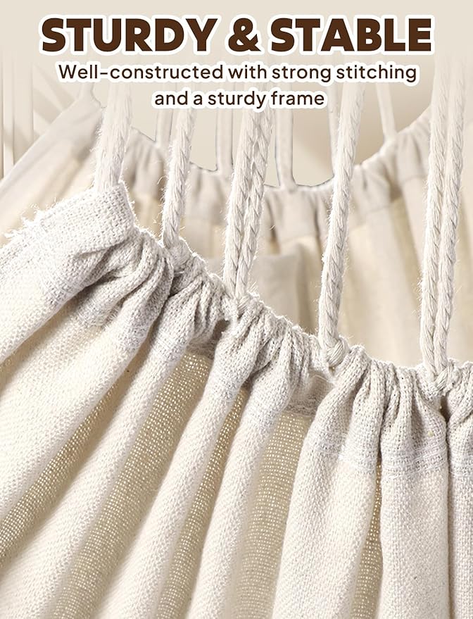 Chihee Hammock Chair Hanging Swing 2 Pillows IncludedStrong Webbing Straps and Hooks for Easy Hanging Soft Cotton Hanging Chair Side Pocket Tassel Chair Comfort Indoor Outdoor