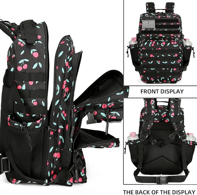 45L Military Tactical Backpacks 3 Days Assault Pack Bag Fitness Rucksack 3 Day Bug Out Bag Hiking Treeking Molle Daypack (Cherry)