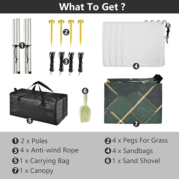 Green Buffalo Plaid Check Tartan Scotland Foldable Beach Tent UPF50+ Waterproof Shade Sun Shelter with Carrying Bag for Family Trips Picnics &amp Camping