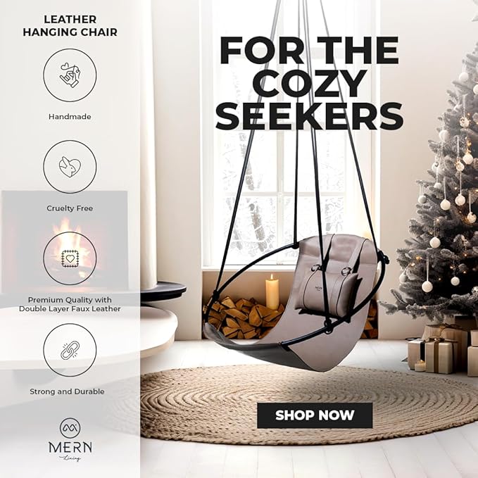 Hanging Egg Chair - Handmade Scandinavian Style Hammock Swing Chair Hanging Chair for Bedroom Indoor &amp Outdoor Patio Swing Double-Layered Faux Leather