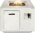 SereneLife 40000 BTU Propane Fire Pit Table Square Outdoor Propane Fire Pit with Stainless Steel Burner Adjustable Flame Weather-Resistant Design ETL Certified with Cover 30 x 30 x 23.6 Inches
