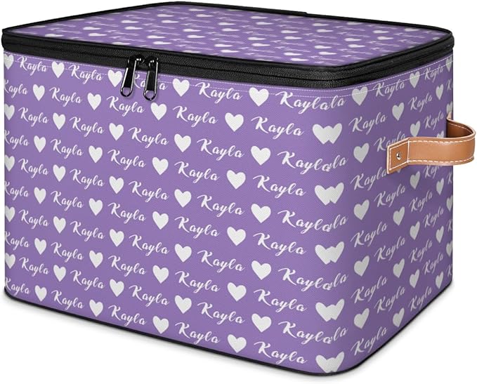Custom Storage Bins with Zipper Lid Personalized Love Fabric Lidded Storage Baskets Boxes Foldable Cubes Clothes Organizer Container