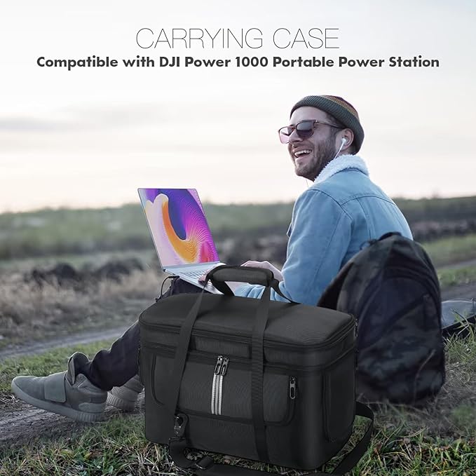 Portable Power Station Carrying Case Bag Compatible with DJI 1000 Power Station Generator Protective Shoulder Bag Storage Cover with Pocket for Outdoor Travel Camping Charging Accessories