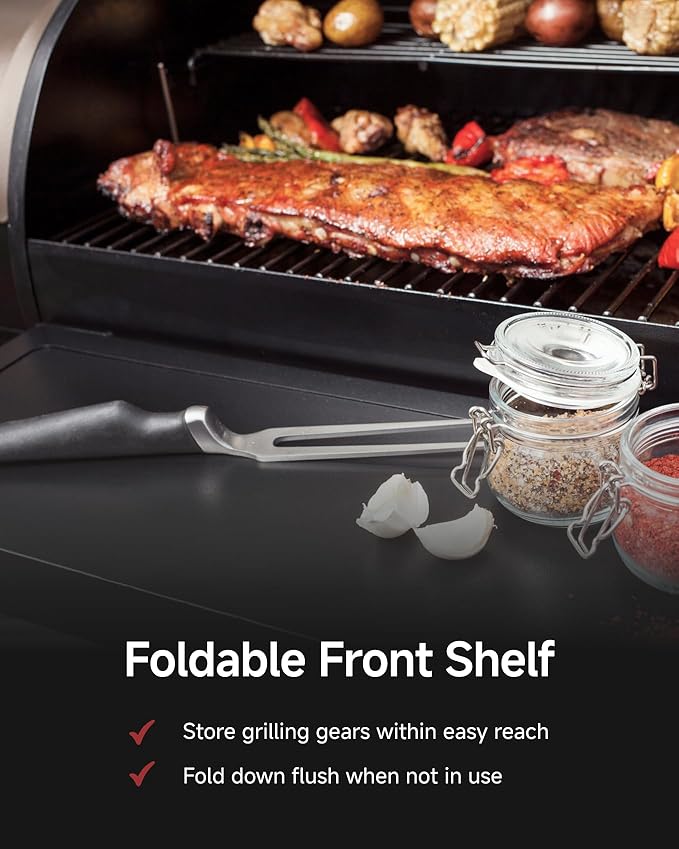Z GRILLS ZPG-450A2 Wood Pellet Grill &amp Smoker PID V3.0 Controller 459 Sq in Cook Area Foldable Shelf Meat Probe Rain Cover 8 in 1 BBQ Grill Outdoor Auto Temperature Control Bronze